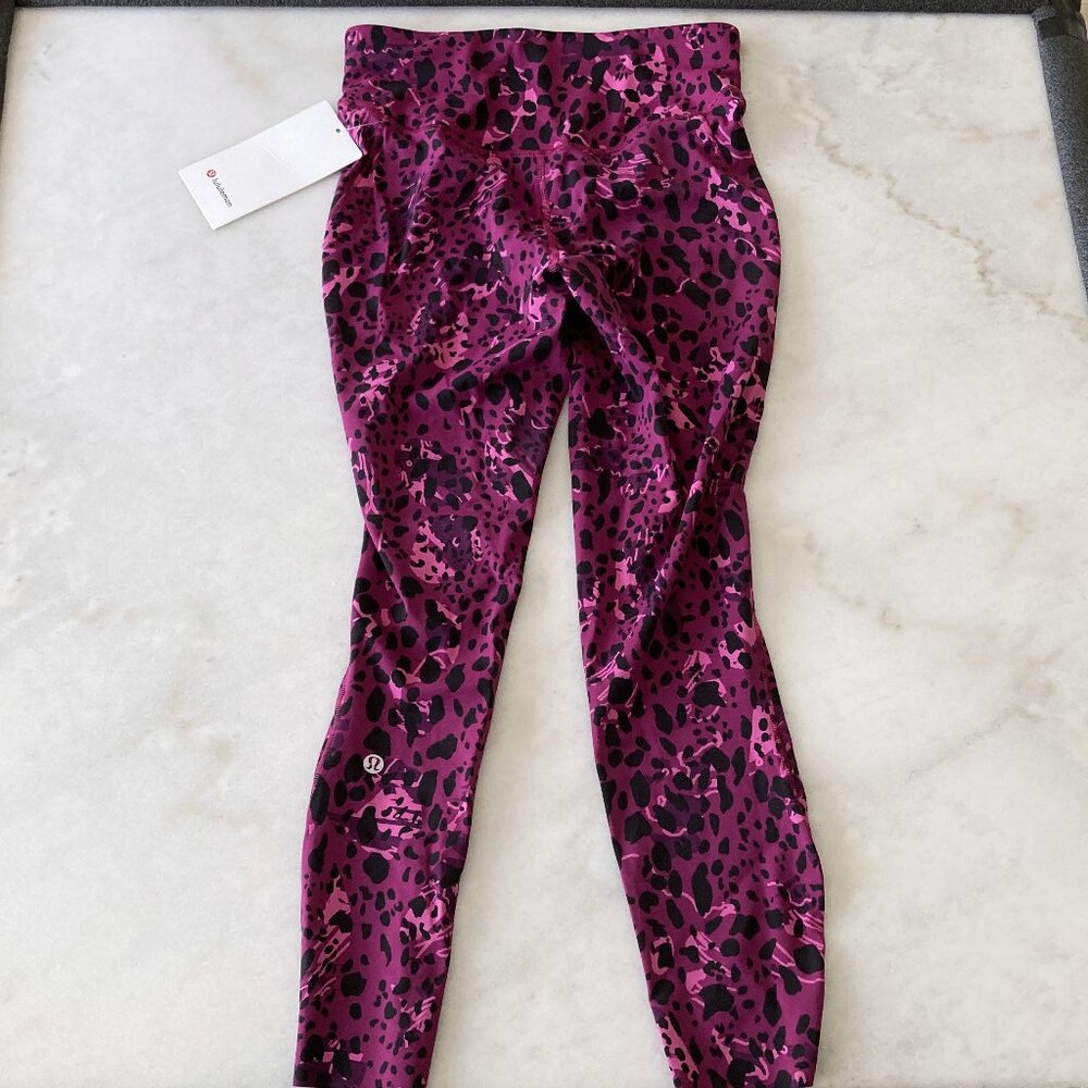 New! NWT Lululemon Base Pace High-Rise Running Tight leggings pink black leopard